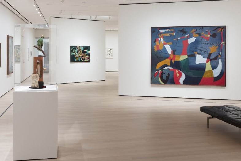 Installation view of Joan Miró: Birth of the World at the MoMA, 2019.